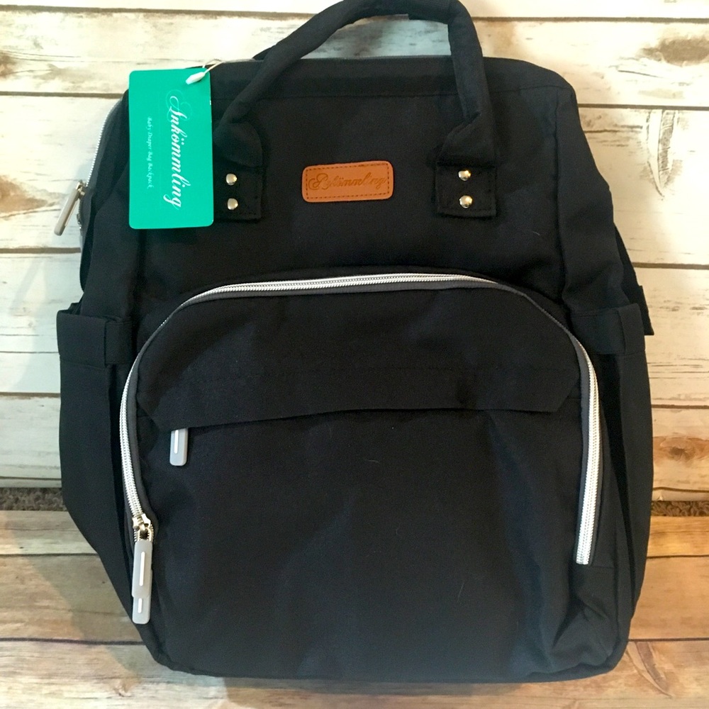 Black Travel Diaper Backpack